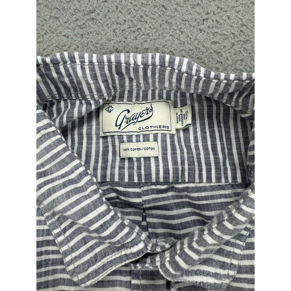 Grayers Button Up Shirt Mens XL Gray White Striped Lightweight Breathable Pocket - Picture 4 of 8